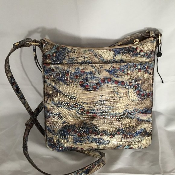 Brahmin Katie Melbourne Embossed Leather Crossbody-Stratus/Gold - Picture 1 of 3